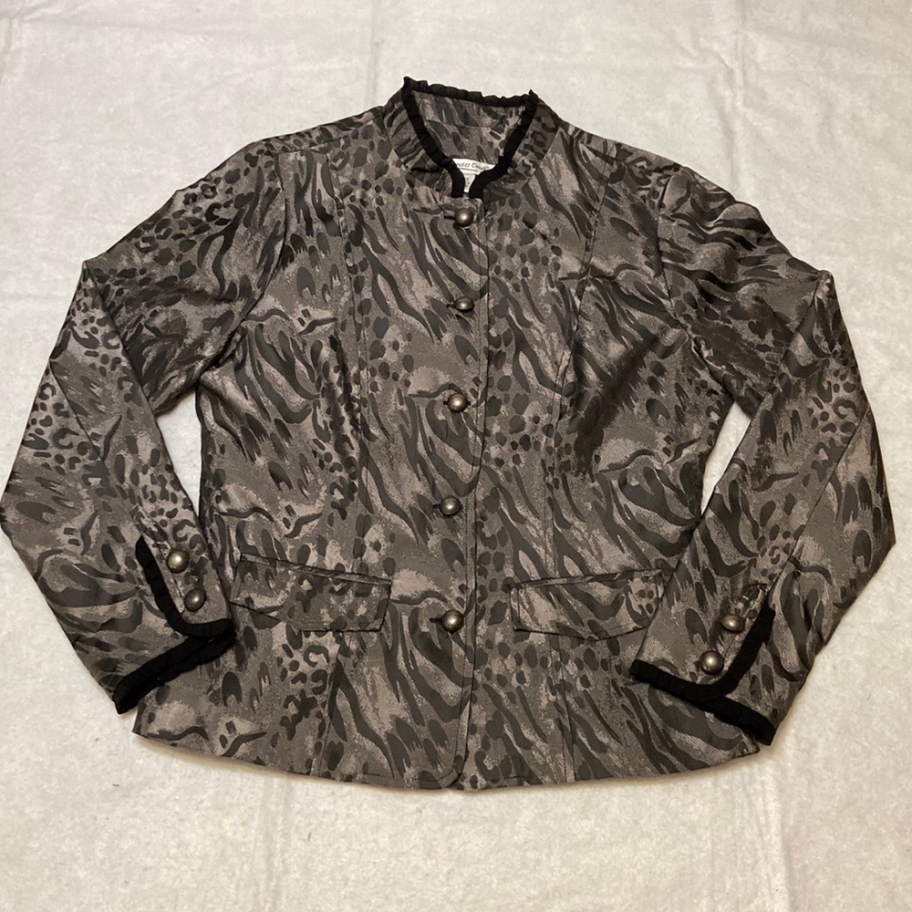 Metallic Grey & Black Fitted Womens Blazer - Excellent Used Condition!-size P XS